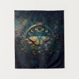 Mystical Moth and Moon Phases Portal Art タペストリー