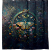 Mystical Moth and Moon Phases Portal Art LARGE シャワーカーテン (正面)