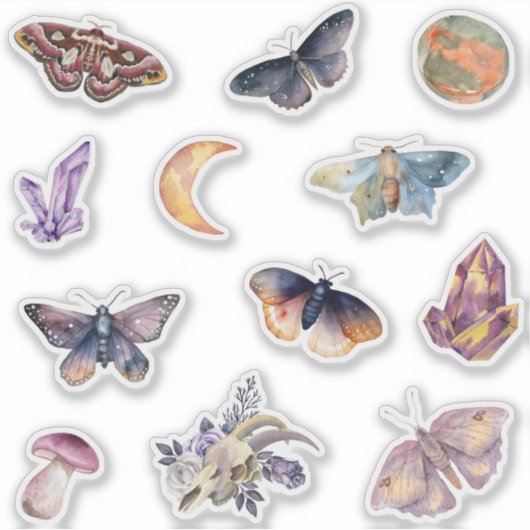 Mystical Moth Crystal Stickers Set シール (正面)