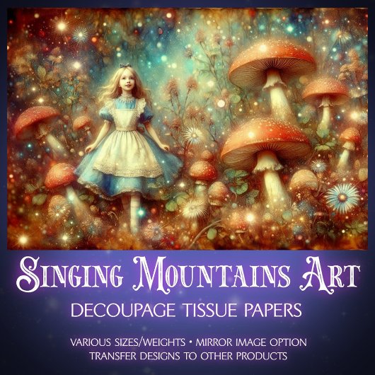 Mystical Mushroom Forest With Alice Decoupage 薄葉紙
