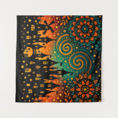 Mystical Night Castle Silhouette タペストリー (正面(横))