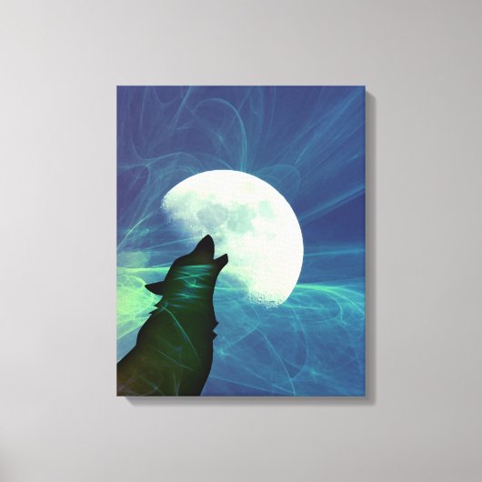 Mystical Night Sky Wolf Decor キャンバスプリント (正面)