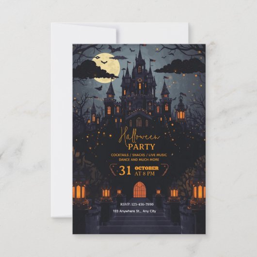 Mystical Night-Themed Halloween Party Invitation  招待状 (正面)