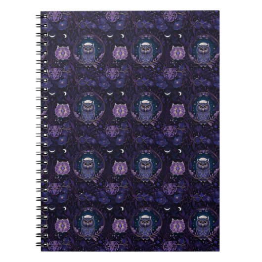 Mystical Owl Forest Notebook Cover ノートブック (正面)