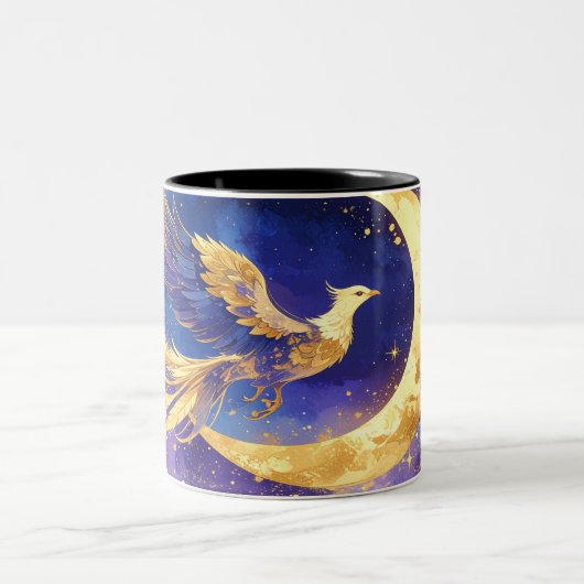 Mystical Phoenix Mug - Celestial Moon Fantasy Coff ツートーンマグカップ (中央)