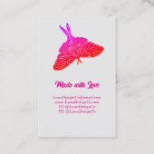 Mystical Pink Luna Moth Jewelry Pin Business Card 名刺 (裏面)