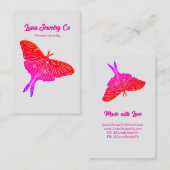 Mystical Pink Luna Moth Jewelry Pin Business Card 名刺 (正面/裏面)