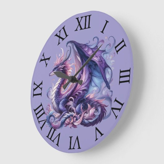Mystical Purple Dragon Wall Clock ラージ壁時計 (傾斜)