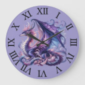 Mystical Purple Dragon Wall Clock ラージ壁時計 (正面)