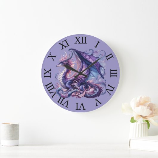 Mystical Purple Dragon Wall Clock ラージ壁時計 (ホーム)