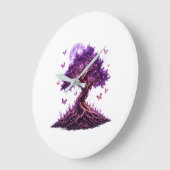 Mystical Purple Moon Tree Sweatshirt ラージ壁時計 (傾斜)