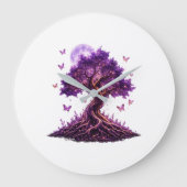 Mystical Purple Moon Tree Sweatshirt ラージ壁時計 (正面)
