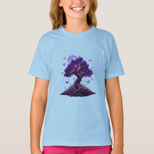 Mystical Purple Moon Tree Sweatshirt Tシャツ (正面)