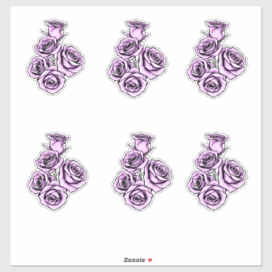 Mystical Purple Rose Custom-Cut Vinyl Stickers シール (シート)