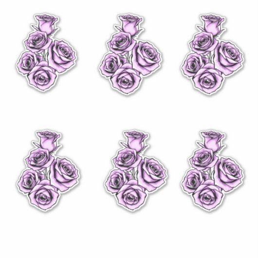 Mystical Purple Rose Custom-Cut Vinyl Stickers シール (正面)