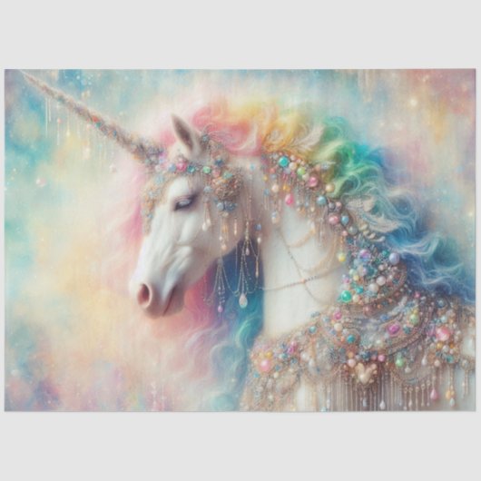 Mystical Rainbow Mane Unicorn Craft Decoupage  薄葉紙 (正面)