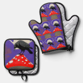 🔥 Mystical Raven Oven Mitt & Pot Holders Set 鍋つかみ&鍋敷きセット (正面/裏面)