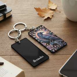 Mystical Raven & Rose Moonrise Keychain キーホルダー