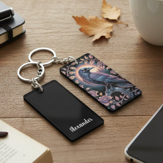 Mystical Raven & Rose Moonrise Keychain キーホルダー