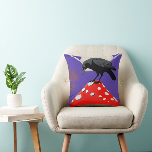 ◼️ Mystical Raven Square Cushion (16x16 in) クッション (椅子)