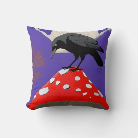 ◼️ Mystical Raven Square Cushion (16x16 in) クッション (正面)