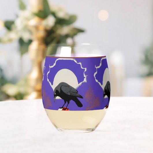 🥂 Mystical Raven Stemless Wine Glass ステムなしワイングラス (インサイチュ (ウェディング))
