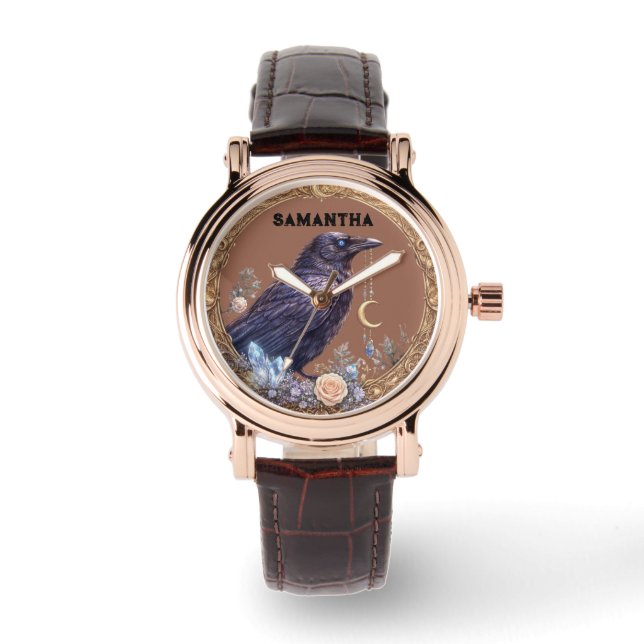 Mystical Raven Unisex Custom Name 腕時計 (正面)