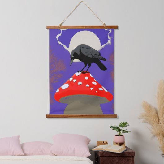 🖼️ Mystical Raven Vertical Wall Tapestry 吊り下げ型タペストリー (寝室)