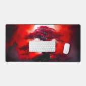 Mystical Red Tree Under Full Moon デスクマット (キーボード&マウス)