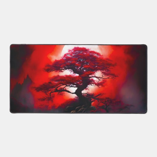 Mystical Red Tree Under Full Moon デスクマット (正面)