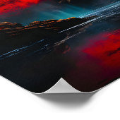 Mystical Red Tree Under Full Moon ポスター (角)