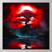 Mystical Red Tree Under Full Moon ポスター (正面)