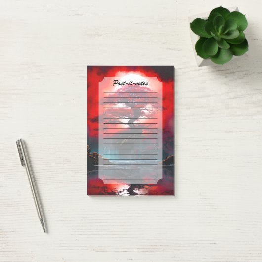 Mystical Red Tree Under Full Moon ポストイット (オフィス)