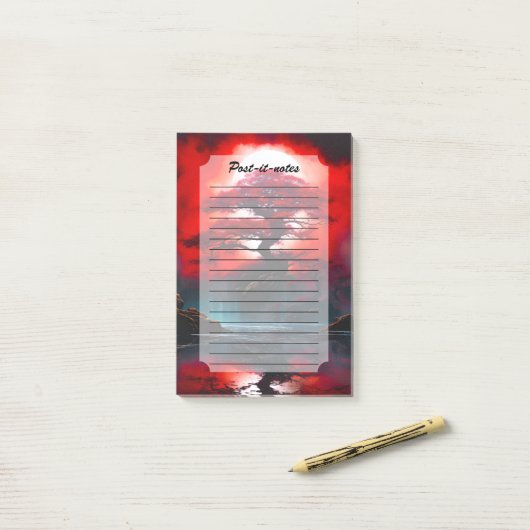 Mystical Red Tree Under Full Moon ポストイット (デスク上)
