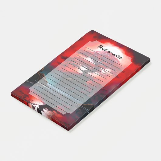 Mystical Red Tree Under Full Moon ポストイット (アングル)