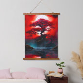 Mystical Red Tree Under Full Moon 吊り下げ型タペストリー (寝室)