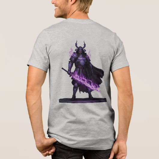 Mystical Samurai Warrior T-Shirt — Purple Arcane F トライブレンドTシャツ (裏面)
