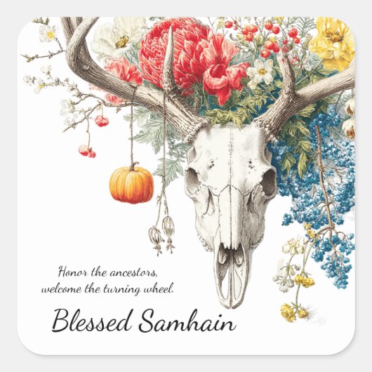 Mystical Seasons | Samhain Witchy Design スクエアシール (正面)