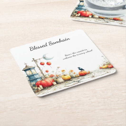 Mystical Seasons | Samhain Witchy Design スクエアペーパーコースター (アングル)