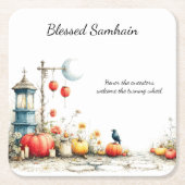 Mystical Seasons | Samhain Witchy Design スクエアペーパーコースター (正面)