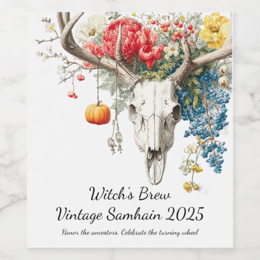 Mystical Seasons | Samhain Witchy Design ワインラベル (シングルラベル)