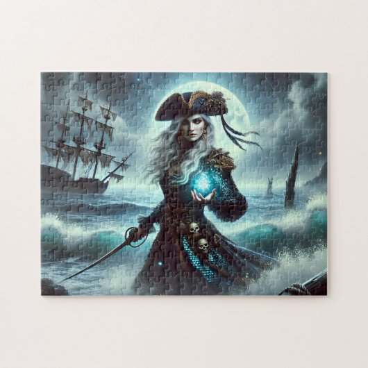 Mystical Siren Pirate Fantasy Ocean Adventure Art ジグソーパズル (横)