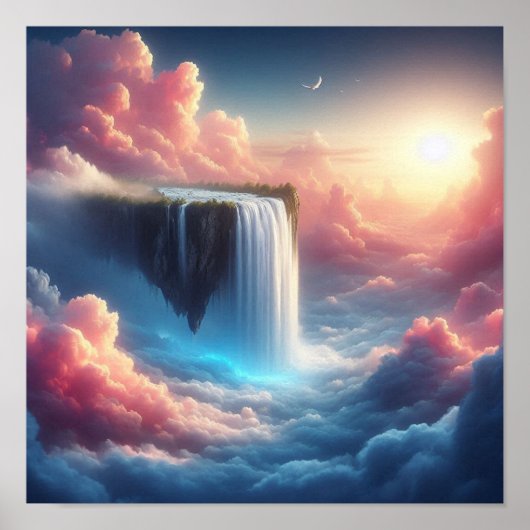 Mystical Sky Waterfall From Suspended Fantasy ポスター (正面)
