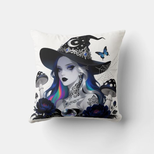 Mystical Sorceress Gothic Fantasy Art Print クッション (裏面)