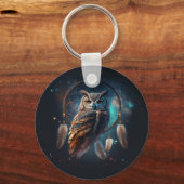 Mystical Space Owl with Dreamcatcher Art キーホルダー (裏面)