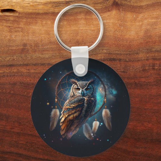 Mystical Space Owl with Dreamcatcher Art        キーホルダー (裏面)