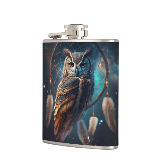 Mystical Space Owl with Dreamcatcher Art       フラスク (左)