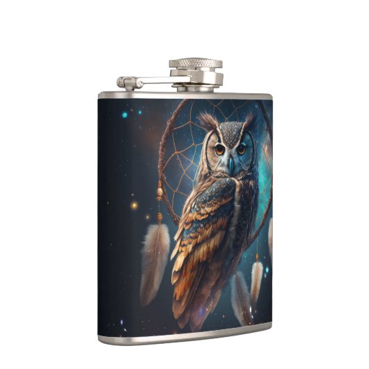 Mystical Space Owl with Dreamcatcher Art       フラスク (右)