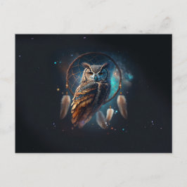 Mystical Space Owl with Dreamcatcher Art        ポストカード
