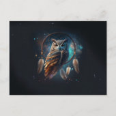 Mystical Space Owl with Dreamcatcher Art ポストカード (正面)
